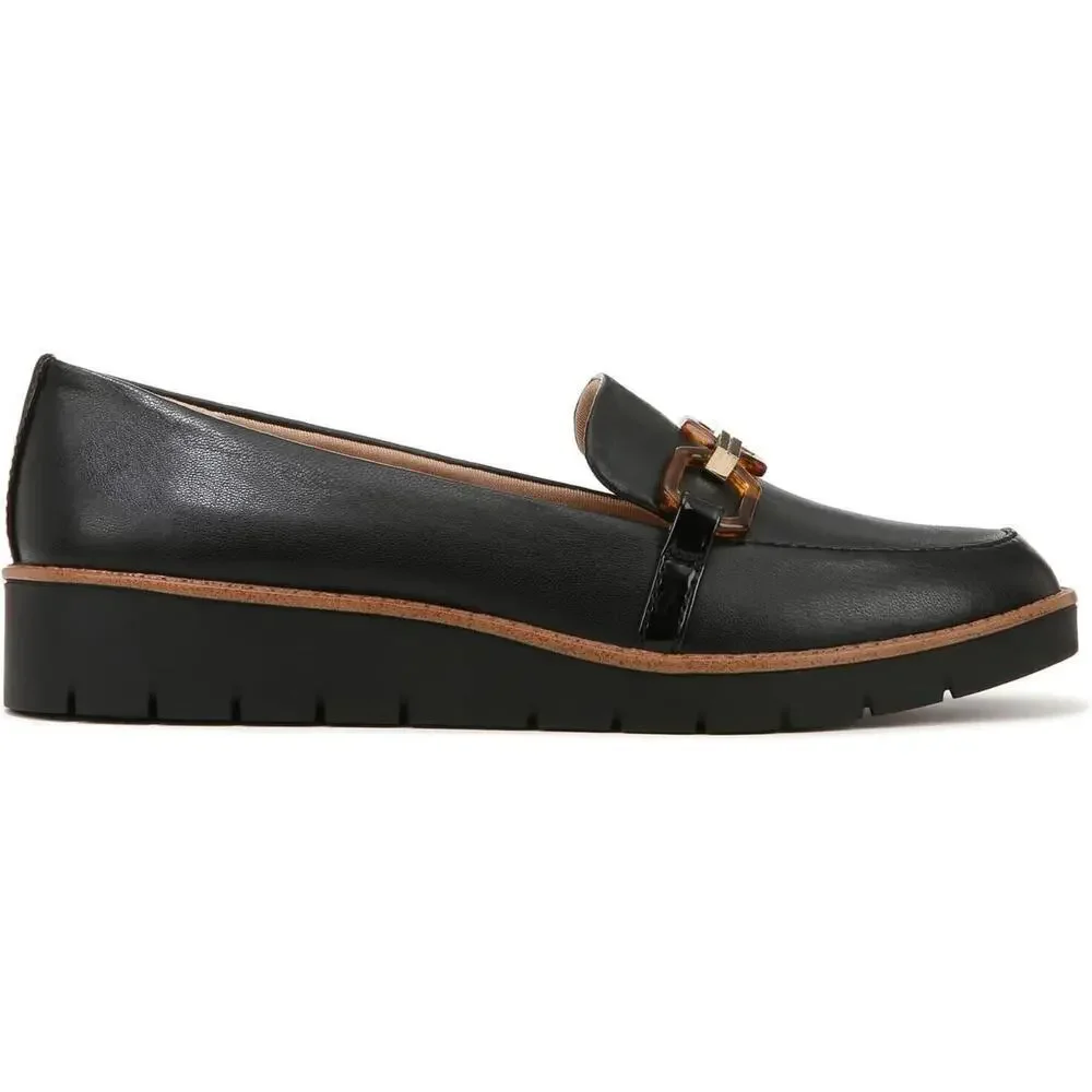 LifeStride Womens Optimist Black‎ Slip On Loafers Shoes 7 Medium Comfort Flex